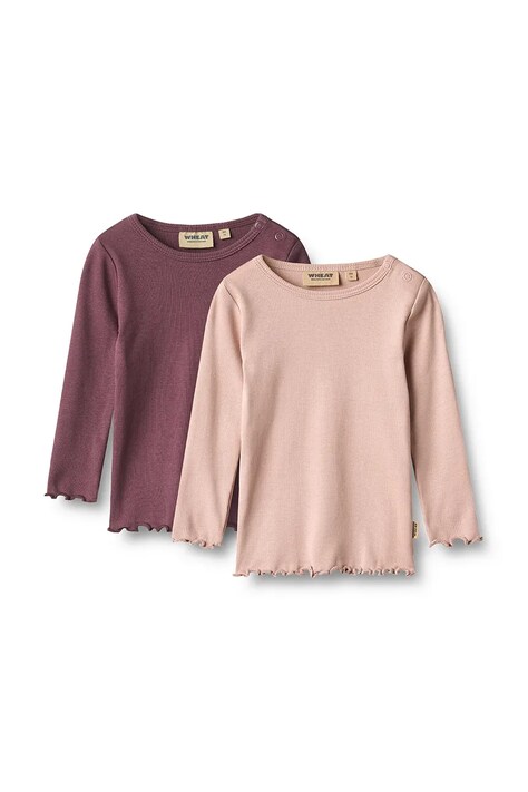 Wheat Longsleeve niemowlęcy bawełniany 2-pack różowy 4155-006-GOTS