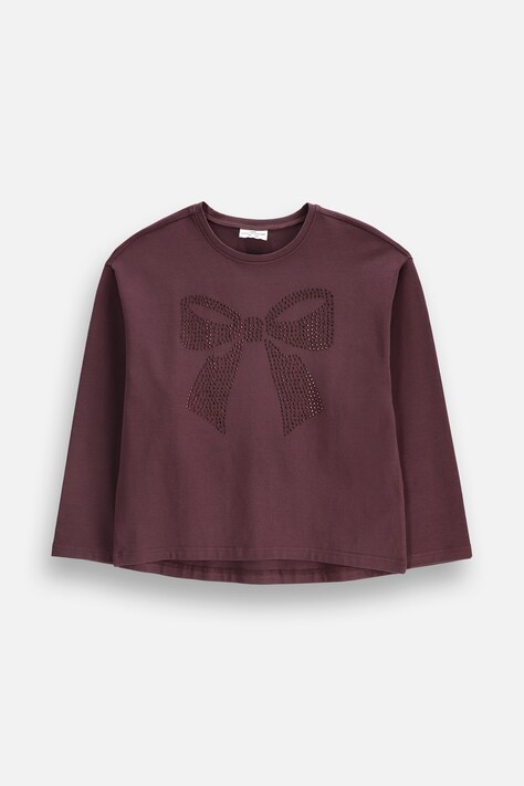 Coccodrillo Longsleeve dziecięcy bawełniany z elastanem bordowy WINTER COSY GRIL JUNIOR