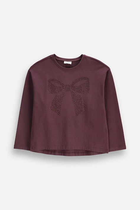 Coccodrillo Longsleeve dziecięcy bawełniany z elastanem bordowy WINTER COSY GRIL JUNIOR