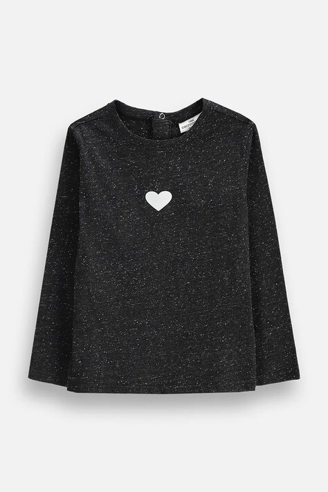 Coccodrillo Longsleeve dziecięcy z bawełną czarny TINNY TROUBLE GIRL KIDS