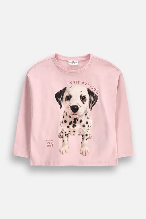 Coccodrillo Longsleeve dziecięcy z bawełną różowy TINNY TROUBLE GIRL KIDS