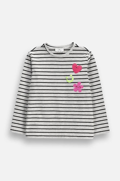 Coccodrillo Tričko s dlouhým rukávem dětské s bavlnou bílé SUPER FUN GIRL KIDS