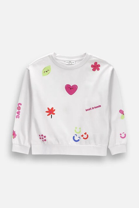 Coccodrillo Tričko s dlouhým rukávem dětské bavlněné s elastanem bílé SUPER FUN GIRL KIDS