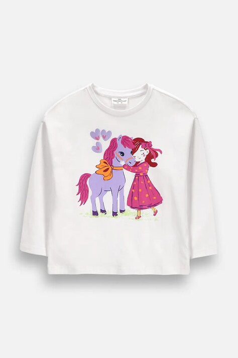 Coccodrillo Лонгслів дитячий бавовняний з еластаном білий HOBBY PONNY GIRL KIDS