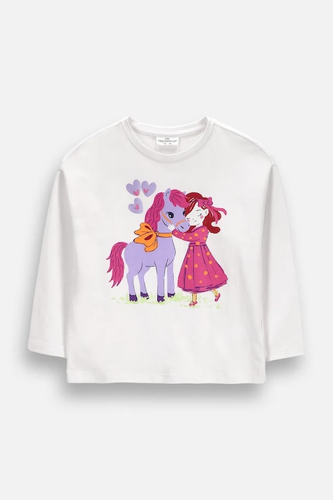 Coccodrillo Лонгслів дитячий бавовняний з еластаном білий HOBBY PONNY GIRL KIDS