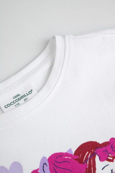 Coccodrillo Longsleeve dziecięcy bawełniany z elastanem biały HOBBY PONNY GIRL KIDS