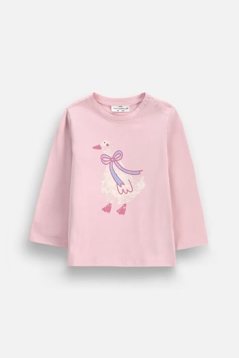 Coccodrillo Longsleeve niemowlęcy bawełniany z elastanem różowy FAIR FROST GIRL NEWBORN