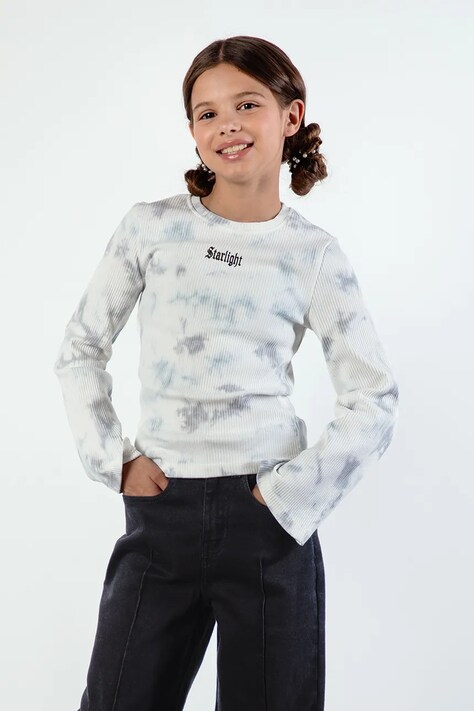 Coccodrillo Longsleeve dziecięcy bawełniany z elastanem szary TWILIGHT GIRL JUNIOR