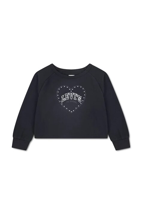 Levi's блуза с дълги ръкави за деца с памук HEART KNIT TOP черна 4ER533