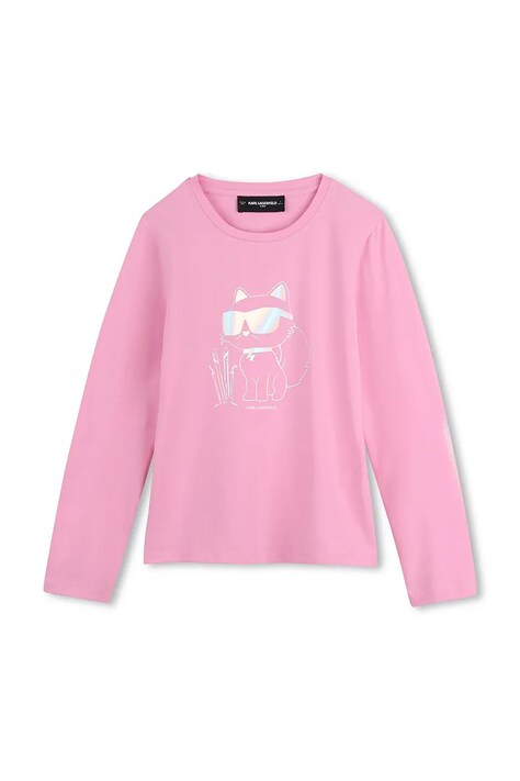 Karl Lagerfeld Maglietta a maniche lunghe per bambini con cotone rosa Z31307