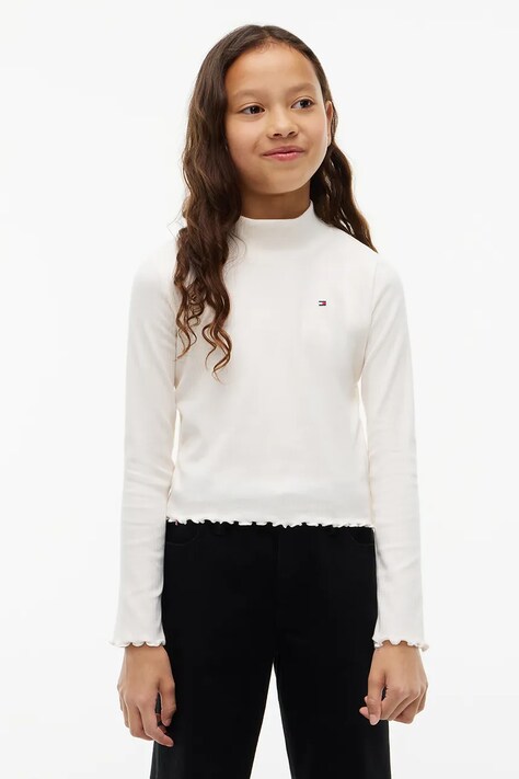 Tommy Hilfiger Longsleeve dziecięcy bawełniany z elastanem biały KG0KG08802
