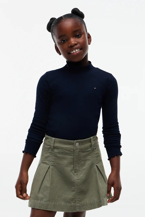 Tommy Hilfiger Longsleeve dziecięcy bawełniany z elastanem granatowy KG0KG08802