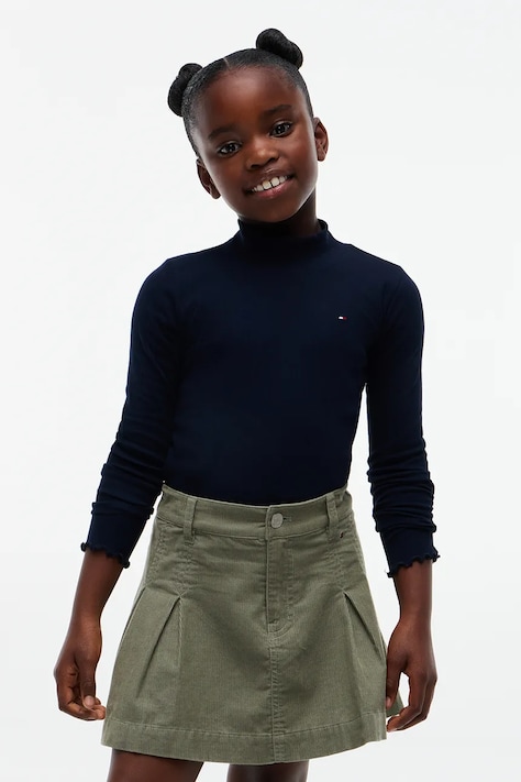 Tommy Hilfiger Longsleeve pentru copii din bumbac cu elastan bleumarin KG0KG08802