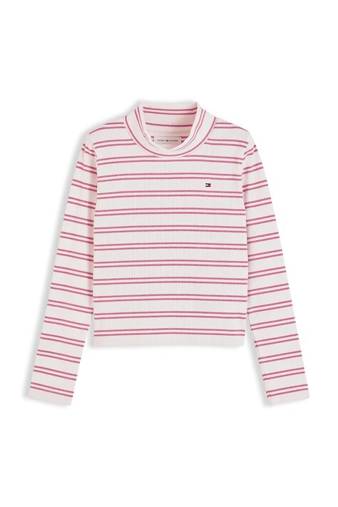 Tommy Hilfiger Longsleeve dziecięcy z bawełną różowy KG0KG09665