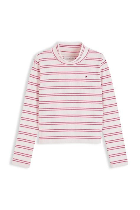 Tommy Hilfiger Longsleeve dziecięcy z bawełną różowy KG0KG09665