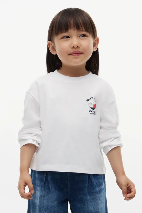Tommy Hilfiger Longsleeve dziecięcy bawełniany biały KG0KG09660