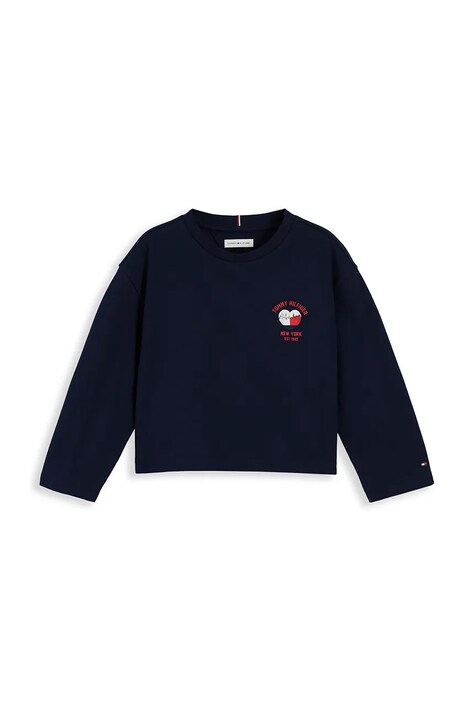 Tommy Hilfiger Longsleeve dziecięcy bawełniany granatowy KG0KG09660