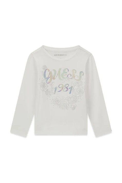 Guess Longsleeve dziecięcy bawełniany z elastanem biały K6BI18 K5850