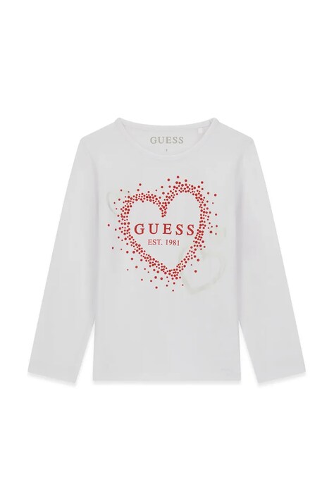Guess Longsleeve dziecięcy bawełniany z elastanem biały K6BI10 K5834
