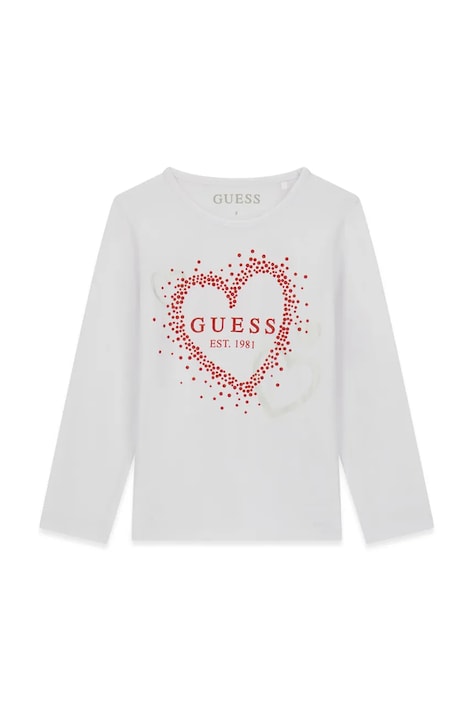Guess Longsleeve dziecięcy bawełniany z elastanem biały K6BI10 K5834
