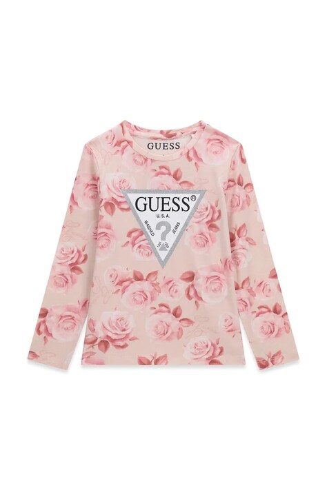 Guess Longsleeve dziecięcy bawełniany z elastanem różowy K6BI07 K5805