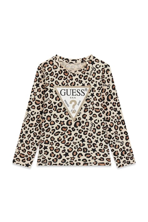 Guess Longsleeve dziecięcy bawełniany z elastanem beżowy K6BI07 K5805