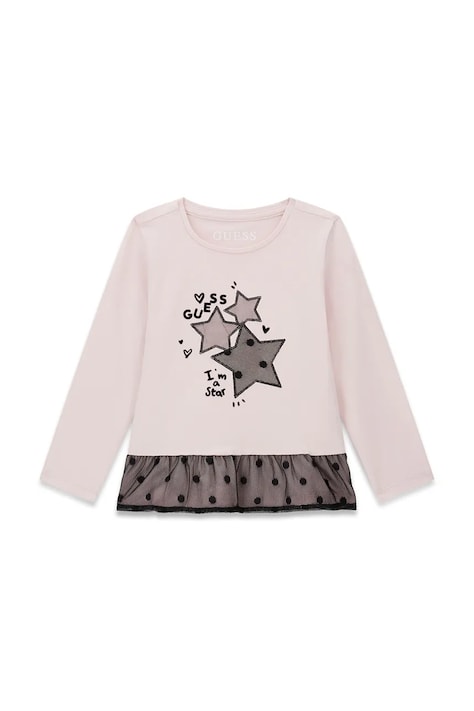 Guess Longsleeve dziecięcy bawełniany z elastanem różowy K6BI06 K5803