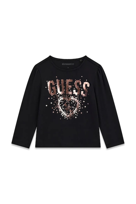 Guess Longsleeve dziecięcy bawełniany czarny K6BI04 K5797