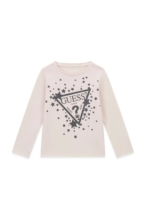 Guess Longsleeve dziecięcy bawełniany z elastanem różowy K6BI03 K5796
