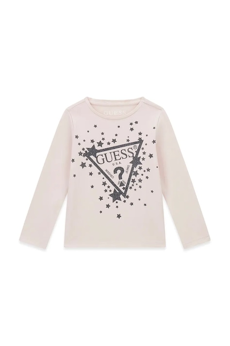 Guess Longsleeve dziecięcy bawełniany z elastanem różowy K6BI03 K5796