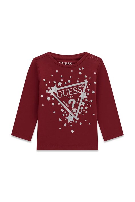Guess Longsleeve dziecięcy bawełniany z elastanem bordowy K6BI03 K5796