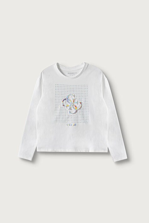 Guess Longsleeve dziecięcy bawełniany z elastanem biały J6BI30 K5832