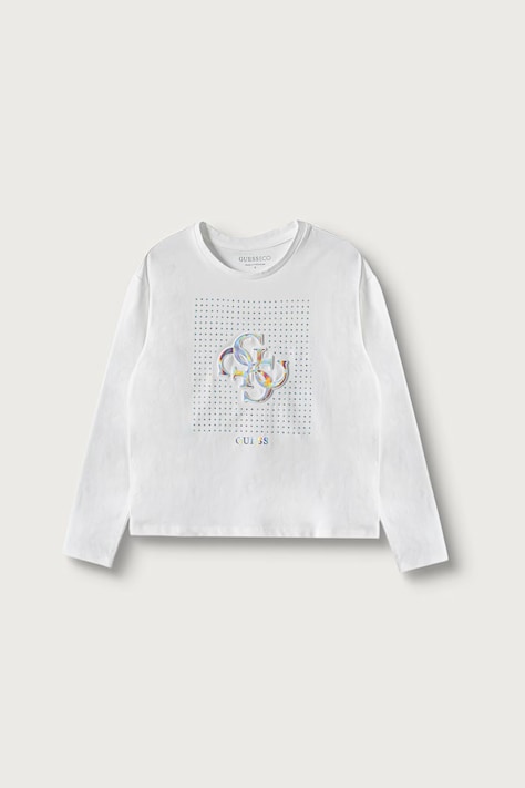 Guess Longsleeve dziecięcy bawełniany z elastanem biały J6BI30 K5832