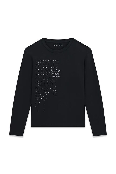 Guess Longsleeve dziecięcy bawełniany z elastanem czarny J6BI30 K5832