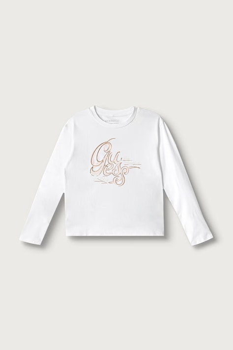 Guess Longsleeve pentru copii din bumbac cu elastan alb J6BI29 K5831