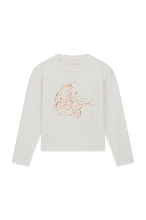 Guess Longsleeve pentru copii din bumbac cu elastan alb J6BI29 K5831