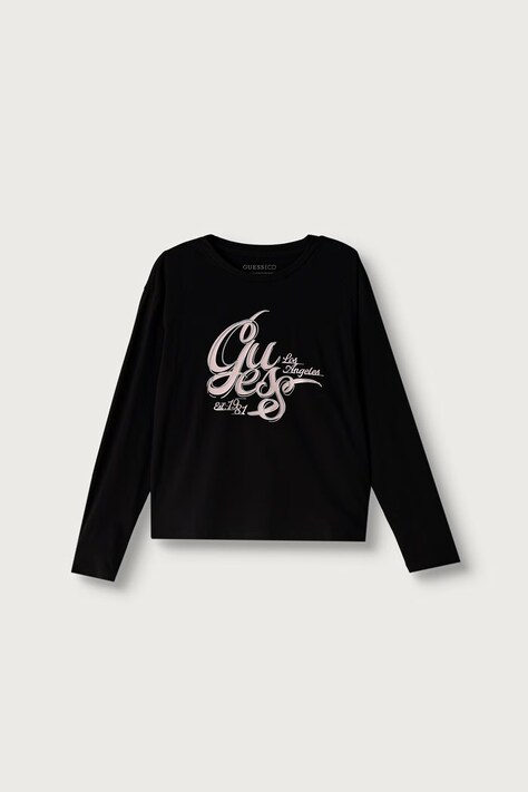 Guess Longsleeve dziecięcy bawełniany z elastanem czarny J6BI29 K5831