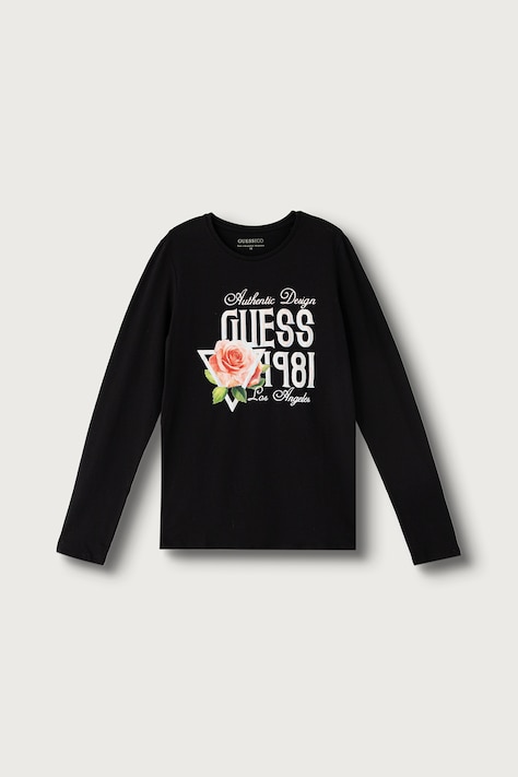 Guess Longsleeve dziecięcy bawełniany czarny J6BI27 K5829
