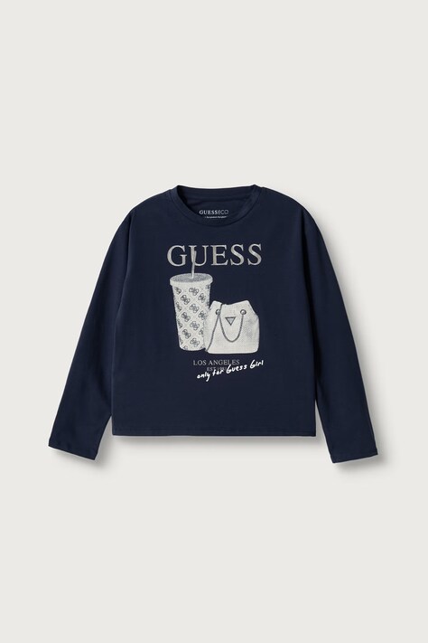 Guess Longsleeve dziecięcy bawełniany z elastanem granatowy J6BI24 K6578
