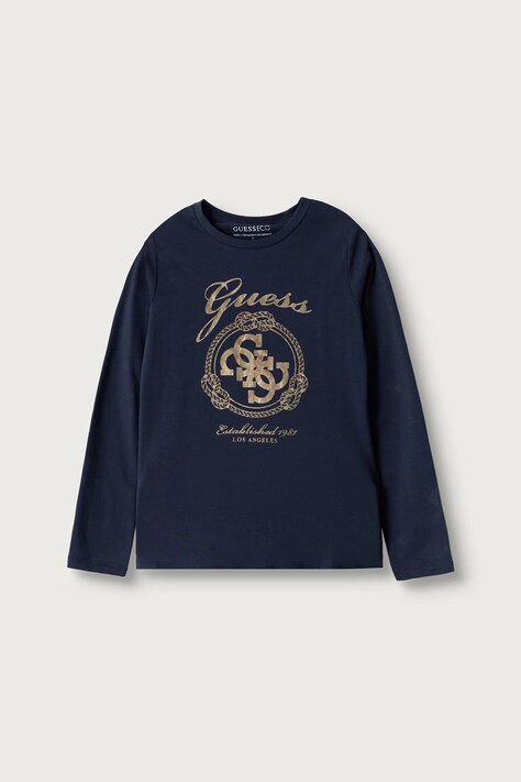 Guess Longsleeve dziecięcy bawełniany z elastanem granatowy J6BI17 K5807