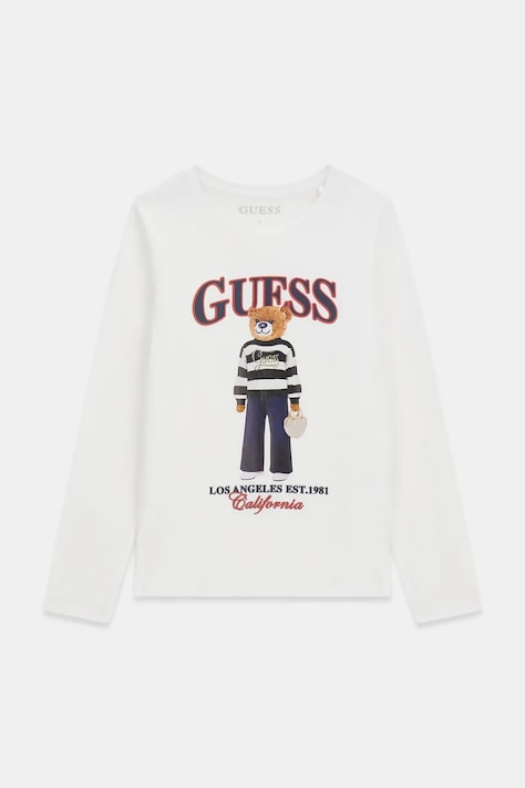 Guess Longsleeve dziecięcy bawełniany z elastanem biały J6BI12 K5793