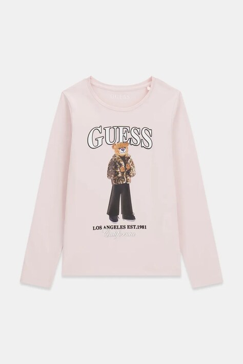 Guess Longsleeve dziecięcy bawełniany z elastanem różowy J6BI12 K5793