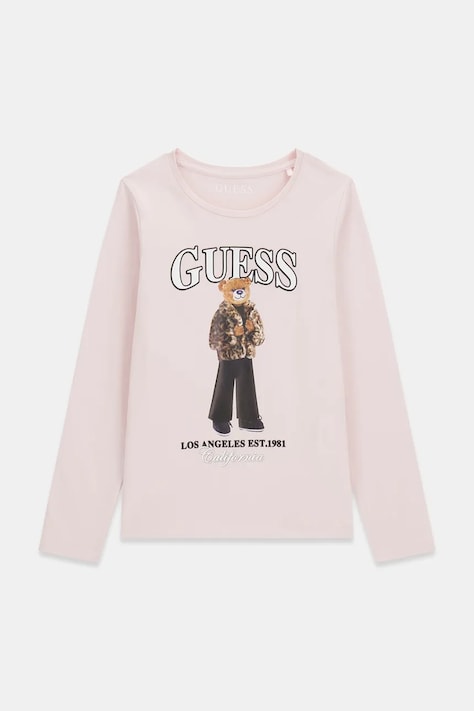 Guess Longsleeve dziecięcy bawełniany z elastanem różowy J6BI12 K5793