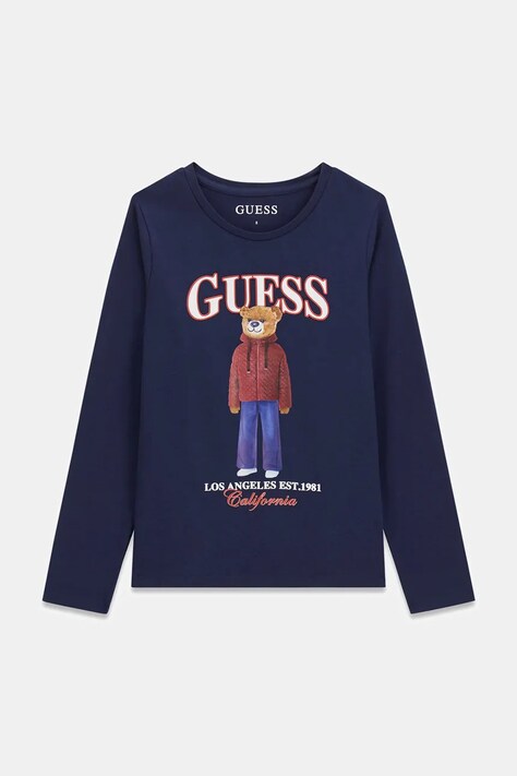 Guess Longsleeve dziecięcy bawełniany z elastanem granatowy J6BI12 K5793