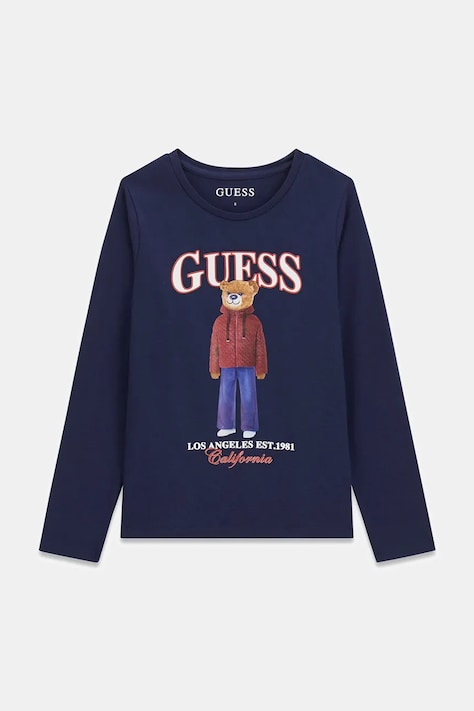 Guess Longsleeve dziecięcy bawełniany z elastanem granatowy J6BI12 K5793