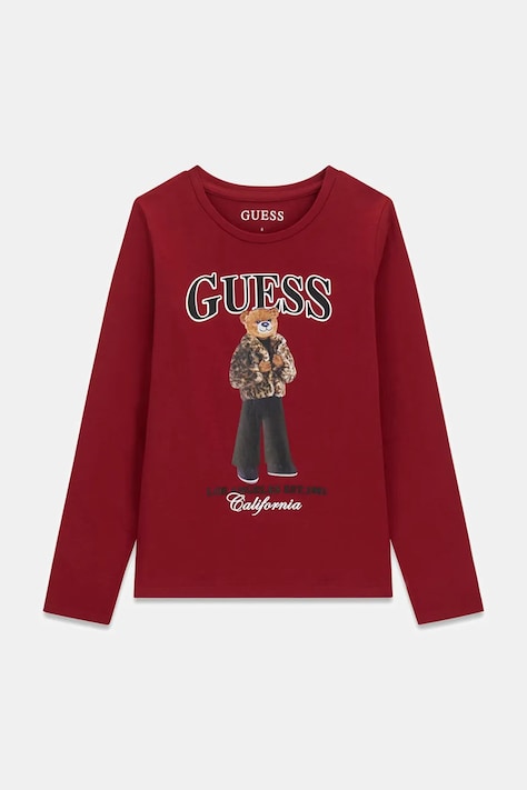 Guess Longsleeve dziecięcy bawełniany z elastanem bordowy J6BI12 K5793