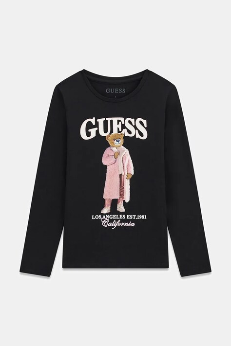 Guess Longsleeve dziecięcy bawełniany z elastanem czarny J6BI12 K5793