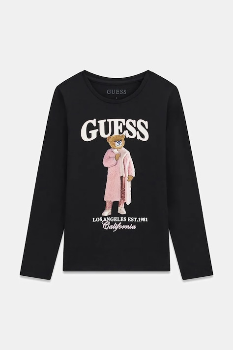 Guess Longsleeve dziecięcy bawełniany z elastanem czarny J6BI12 K5793