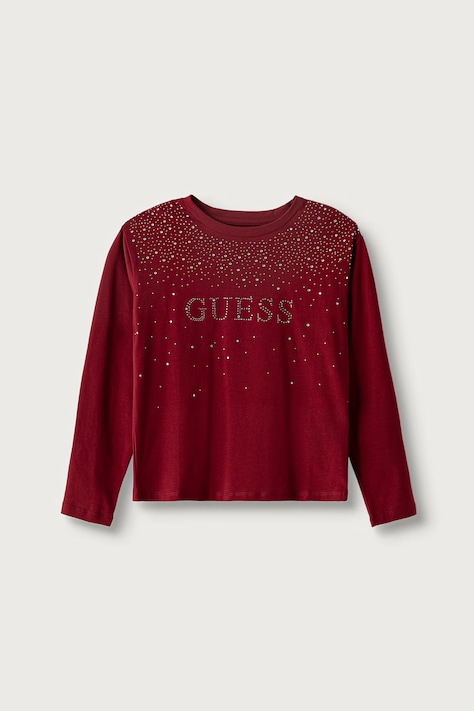 Guess Hosszúujjú gyerek pamut elasztánnal burgundia J6BI08 K5778