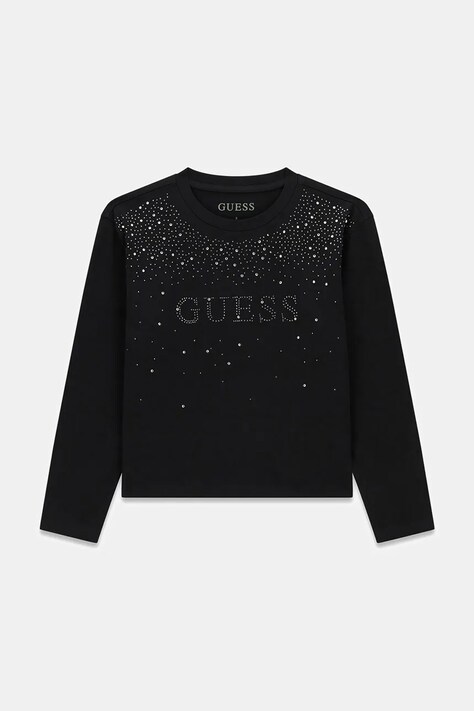 Guess Longsleeve dziecięcy bawełniany z elastanem czarny J6BI08 K5778